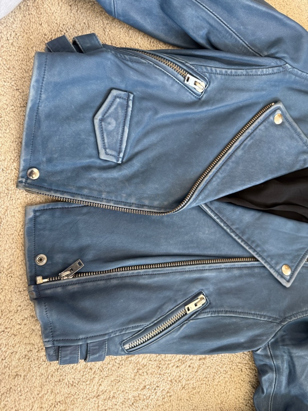 IRO Blue Leather Jacket with Silver Hardware in great condition! - Picture 6 of 7